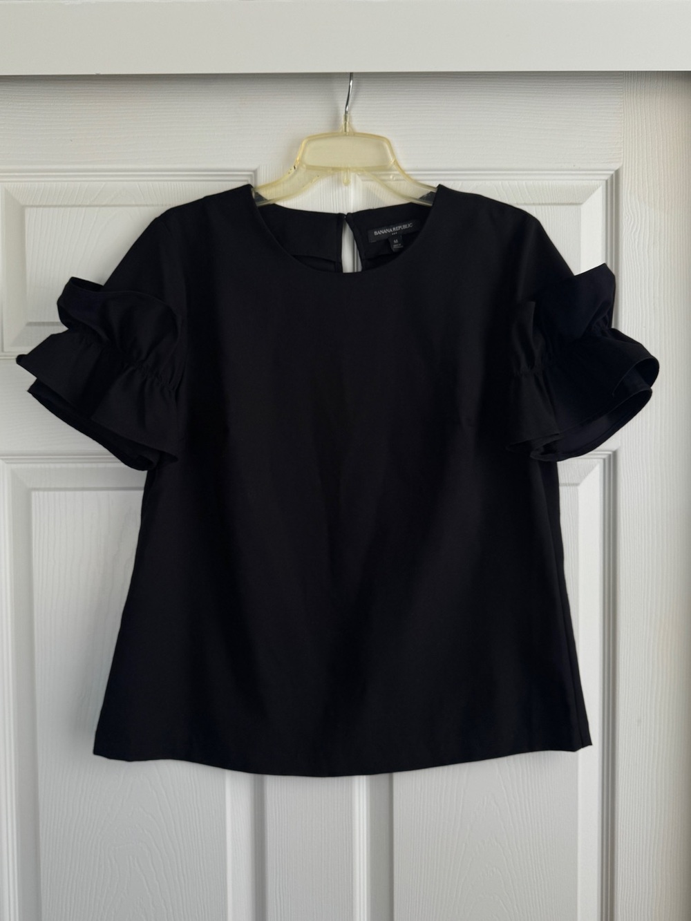 Banana Republic Factory Black Ruffle Sleeve Blouse